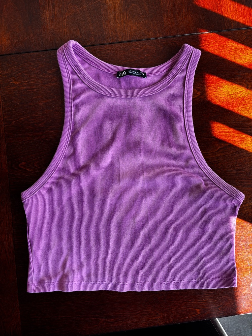 Zara Lavender Ribbed Crop Tank
